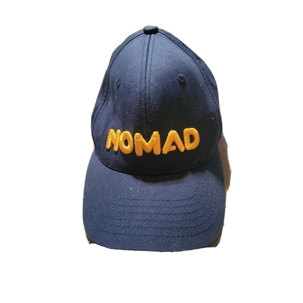 RARE NOMAD Original Outdoors‎ Navy Blue Yellow ONE SIZE Leather Baseball Hat Cap